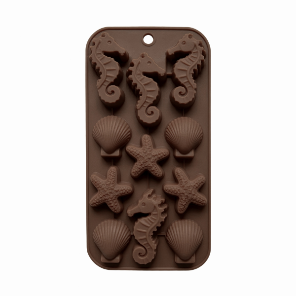 WXSC002 Silicone Chocolate Mold-Marine Animals(Seahorses / Shells / Starfish)
