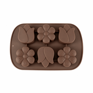 WXSC009 6-Cavity Double Flower Silicone Mold
